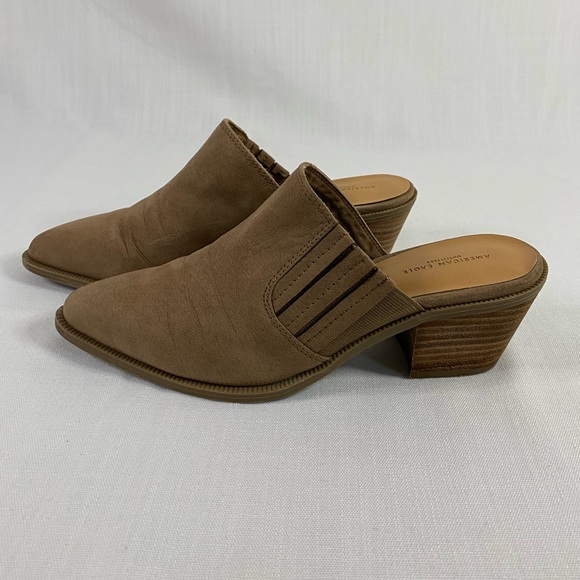 Womens Size 7 American Eagle 2inch Heels Suede Brown Stretchy Comfortable - Picture 4 of 13